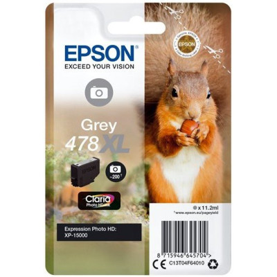 Originálny atrament Epson T04F6 (C13T04F64010, 478XL), šedý, 10,2 ml, XL