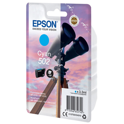 Originálny atrament Epson T02V2 (C13T02V24010, 502), azúrový, 3,3 ml