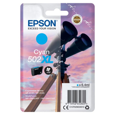 Originálny atrament Epson T02W2 (C13T02W24010, 502XL), azúrový, 6,4 ml