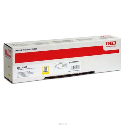 Originálny toner Oki C801 (44643001), žltý, 7300 strán