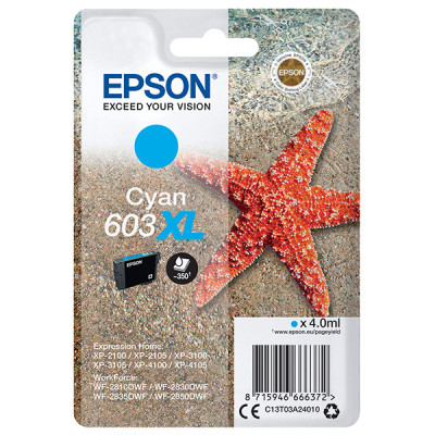 Originálny atrament Epson T03A2 (C13T03A24010, 603XL), azúrový, 350 strán (4 ml), XL