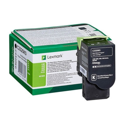 Originálny toner Lexmark C2320K0, čierny, 1000 strán, return