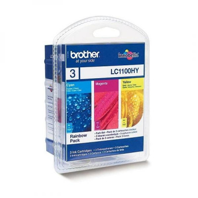 Originálny atrament Brother LC-1100HYRBWBP, CMY, 3 × 750 strán, 3-pack