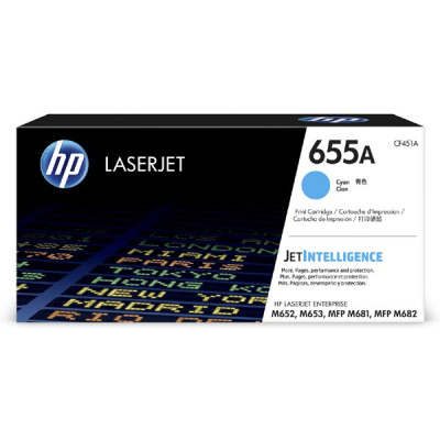 Originálny toner HP CF451A (655A), azúrový, 10500 strán