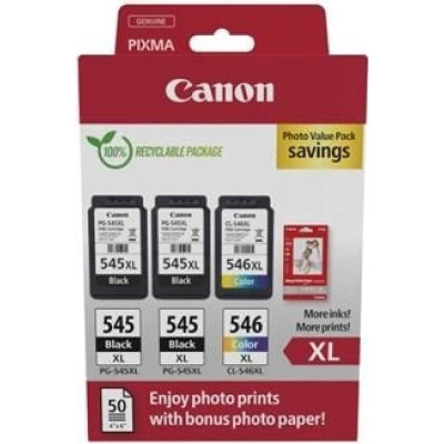 Originálny atrament Canon PG-545XL x2/CL-546XL (8286B015), čierny/farebný, 800/300 strán (2x 15 / 13 ml), XL Multipack