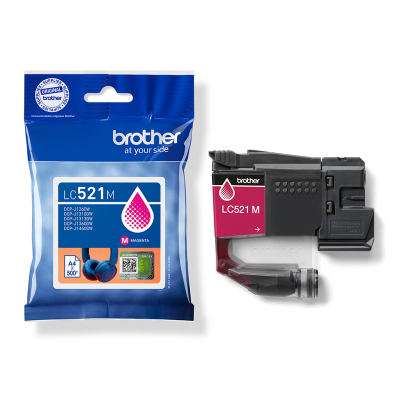 Originálny atrament Brother LC-521M, purpurový, 500 strán