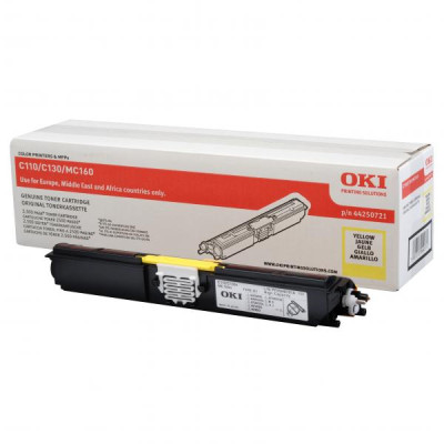 Originálny toner Oki C110 (44250721), žltý, 2500 strán