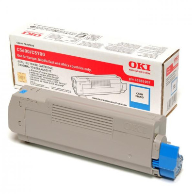 Originálny toner Oki C5600 (43381907), azúrový, 2000 strán