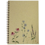 Krúžkový blok Donau A5, štvorčekový - mix designov rastlín, 80 listov