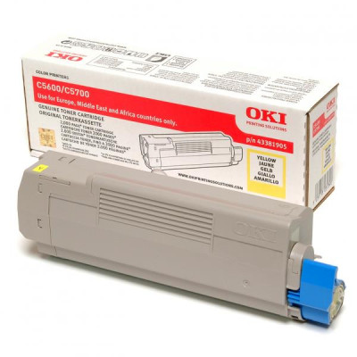 Originálny toner Oki C5600 (43381905), žltý, 2000 strán
