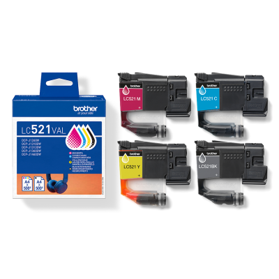 Originálny atrament Brother LC-521VAL, CMYK, 500 strán, 4-pack