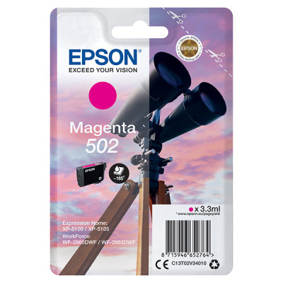Originálny atrament Epson T02V3 (C13T02V34010, 502), purpurový, 3,3 ml